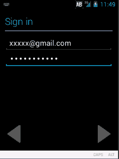 gmailアドレスとパスワードを入力する画面